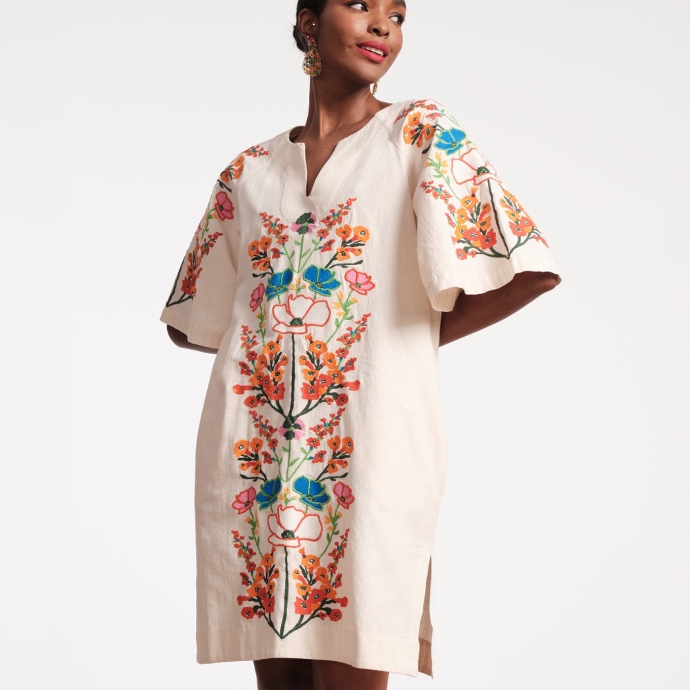 Charming Caftan Mini - Botanical Bash White